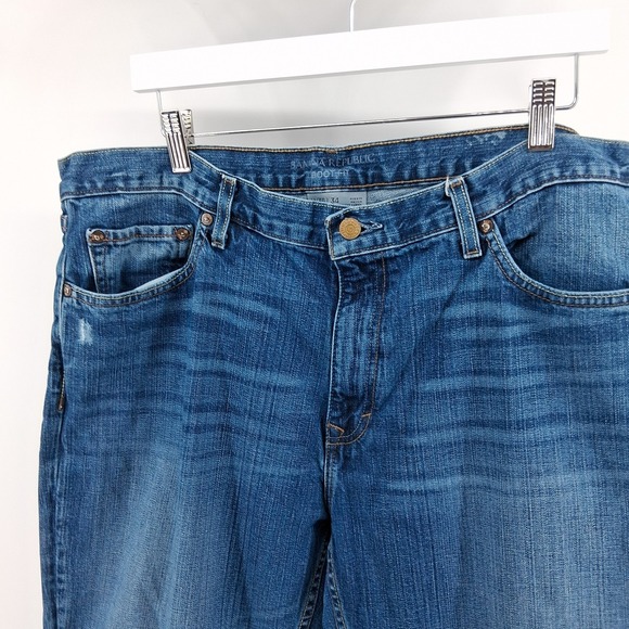 Banana Republic Dark‎ Blue Jeans Mens 36x34 Mid Rise Wide Leg Dark Wash Western - Picture 2 of 14